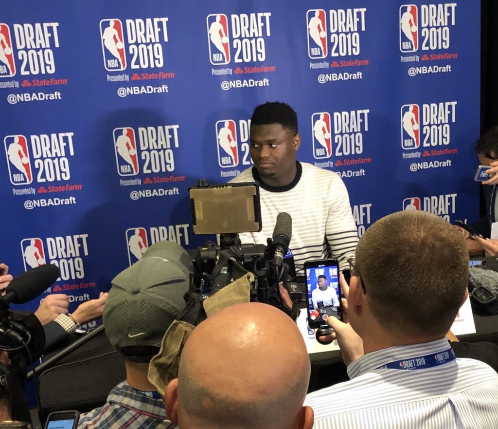 Zion Williamson giving a pre NBA draft press conference